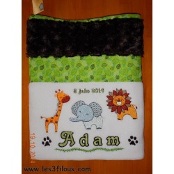 Zoo Lion Singe Girafe Couverture Ultra-Douce Brodée et Personnalisée CUD-065
