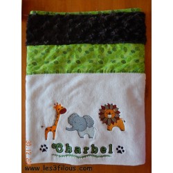 Zoo Lion Singe Girafe Couverture Ultra-Douce Brodée et Personnalisée CUD-065