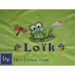 Grenouille Couverture Ultra-Douce Brodée et Personnalisée CUD-069
