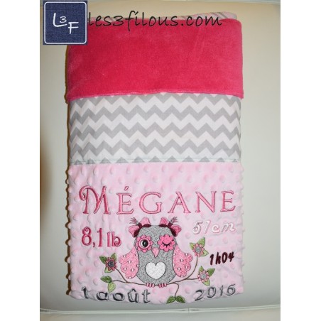 Hibou Couverture Ultra-Douce Brodée et Personnalisée CUD-071