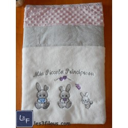 Lapins Couverture Ultra-Douce Brodée et Personnalisée CUD-073