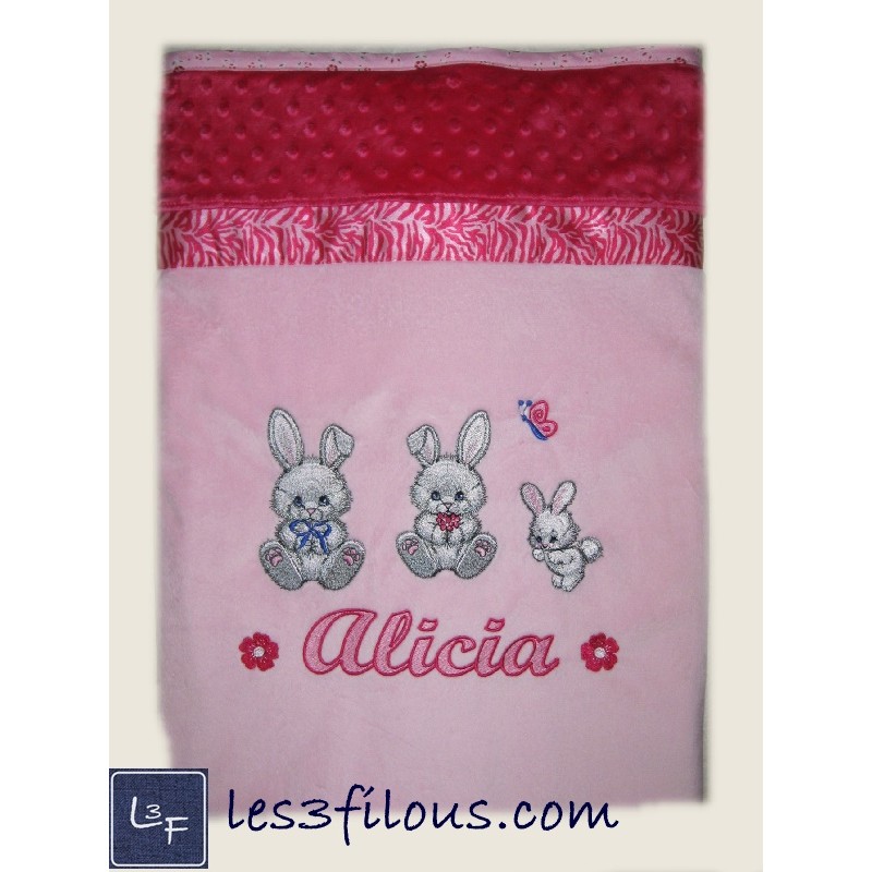 Lapins Couverture Ultra-Douce Brodée et Personnalisée CUD-073