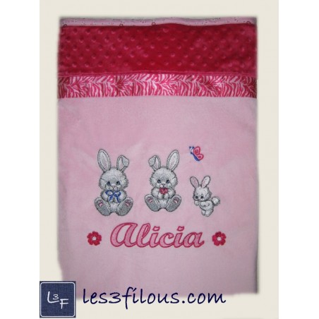 Lapins Couverture Ultra-Douce Brodée et Personnalisée CUD-073