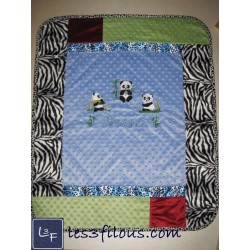 Pandas Couverture Ultra-Douce Brodée et Personnalisée CUD-077