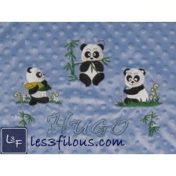 Pandas Couverture Ultra-Douce Brodée et Personnalisée CUD-077