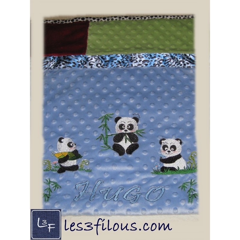 Pandas Couverture Ultra-Douce Brodée et Personnalisée CUD-077