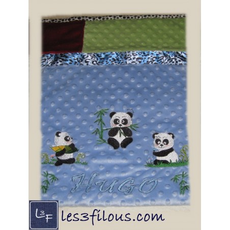Pandas Couverture Ultra-Douce Brodée et Personnalisée CUD-077