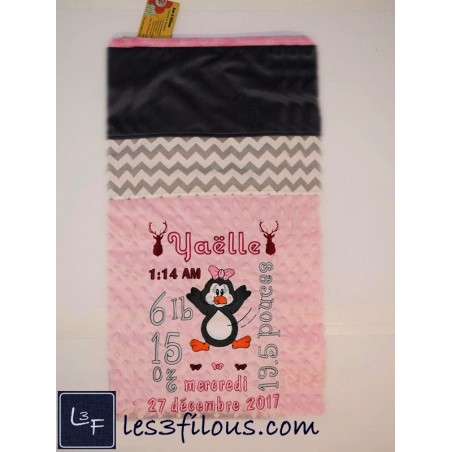 Pingouin Couverture Ultra-Douce Brodée et Personnalisée CUD-088