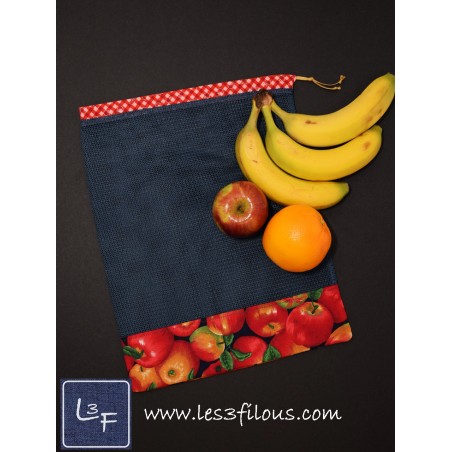 Grand Sac à Fruits et Légumes Bleu avec Pommes SFL-005