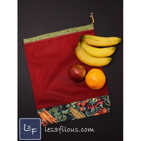 Grand Sac à Fruits et Légumes Rouge avec Legumes SFL-015