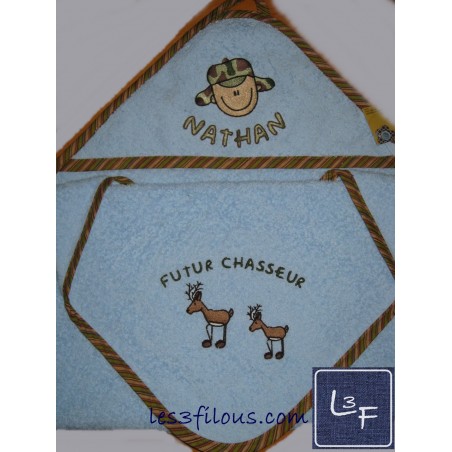 Chasseur Chevreuil Serviette Capuchon Brodée et Personnalisée DOU-055
