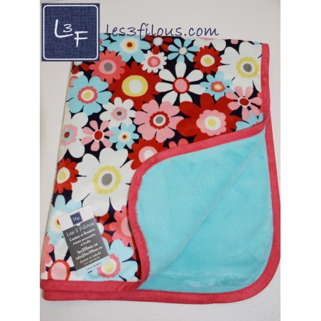 Fleurs Bordure Rouge Couverture ultra douce COU-010P