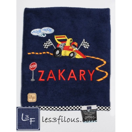 Vroum Vroum Auto Course Drap de Bain Brodé et Personnalisé DRA-046