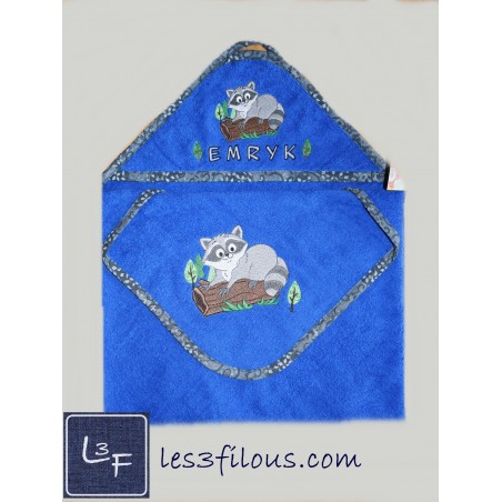Raton Laveur Serviette Capuchon Brodée et Personnalisée DOU-060