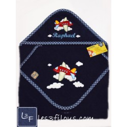 Avion Serviette Capuchon Brodée et Personnalisée  DOU-064