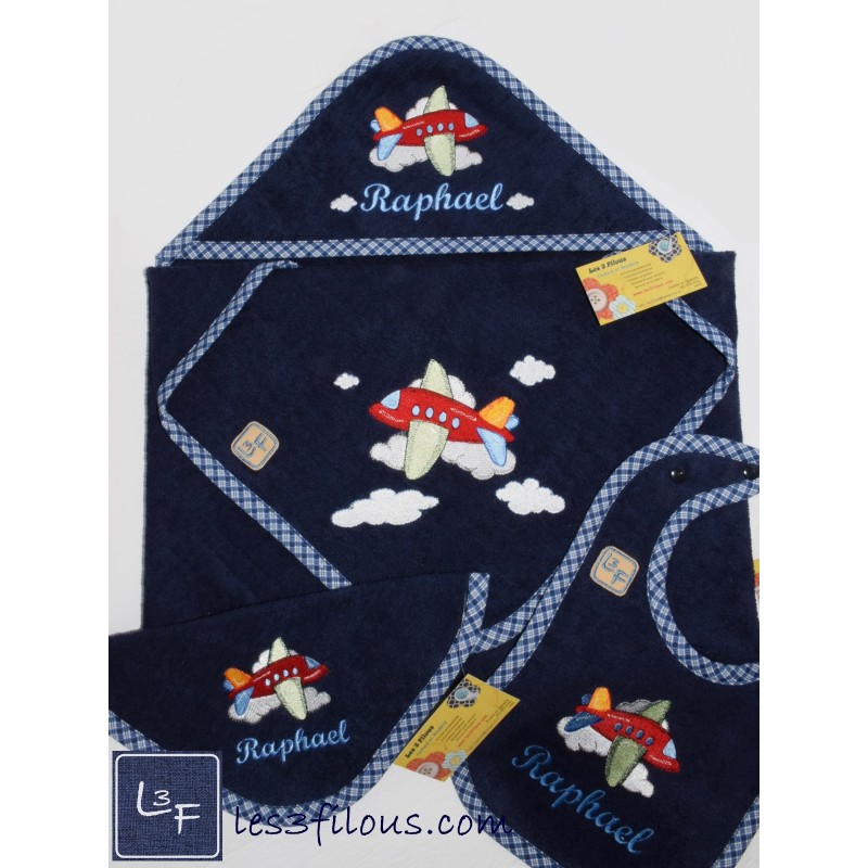 Avion Serviette Capuchon Brodée et Personnalisée  DOU-064
