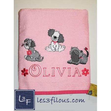 Chiens Drap de Bain Brodé et Personnalisé DRA-127