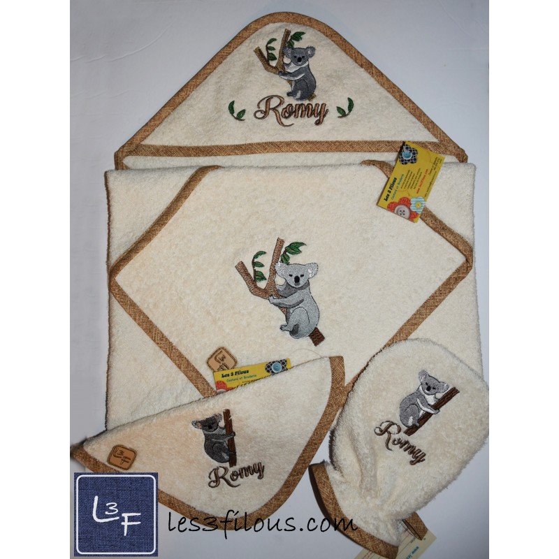 Koala Serviette Capuchon Brodée et Personnalisée DOU-065