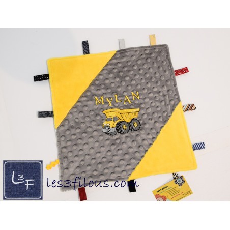 Construction Camion Doudou Étiquettes Brodé et Personnalisé ETI-001