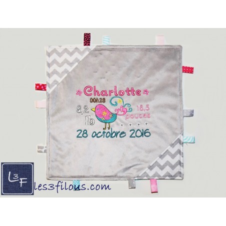 Poule Doudou Étiquettes Brodé et Personnalisé ETI-004