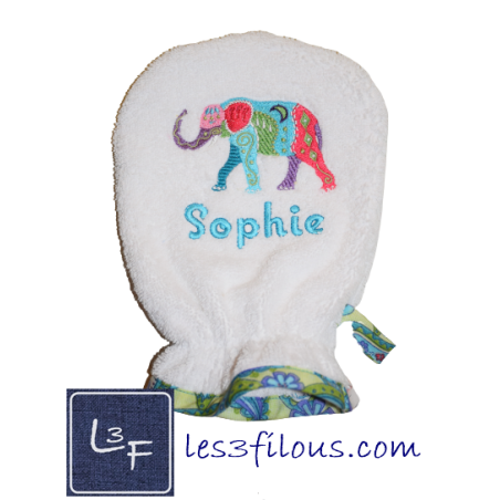 Elephant Débarbouillette Brodée et Personnalisée DEB-069
