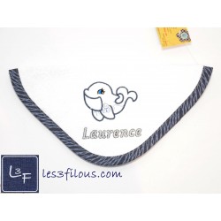 Baleine Serviette Capuchon Brodée et Personnalisée DOU-067