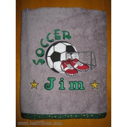 Soccer Drap de Bain Brodé et Personnalisé DRA-130