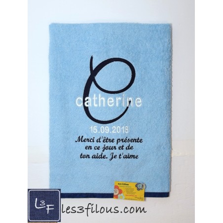 Prénom Logo Drap de Bain Brodé et Personnalisé DRA-133