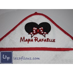 Souris Minnie Serviette Capuchon Brodée et Personnalisée DOU-017