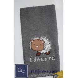 Hérisson Serviette Capuchon Brodée et Personnalisée DOU-069