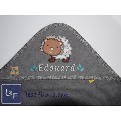 Hérisson Serviette Capuchon Brodée et Personnalisée DOU-069