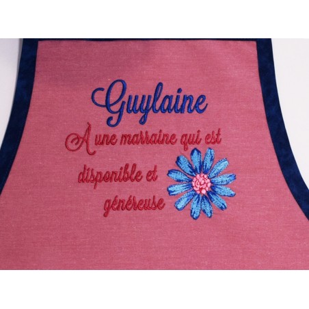Marguerite et Message Personnalisé au choix Choix de Broderie pour Tablier