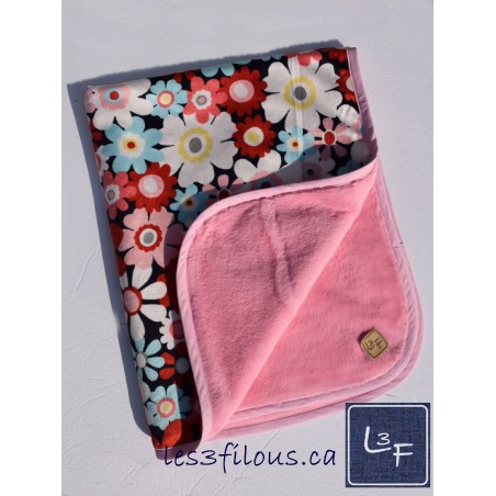 Fleurs Bordure Rouge Couverture ultra douce COU-051P