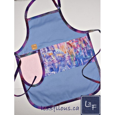 Château De Princesse Tablier Enfant Couleur Bleu TEN-112P