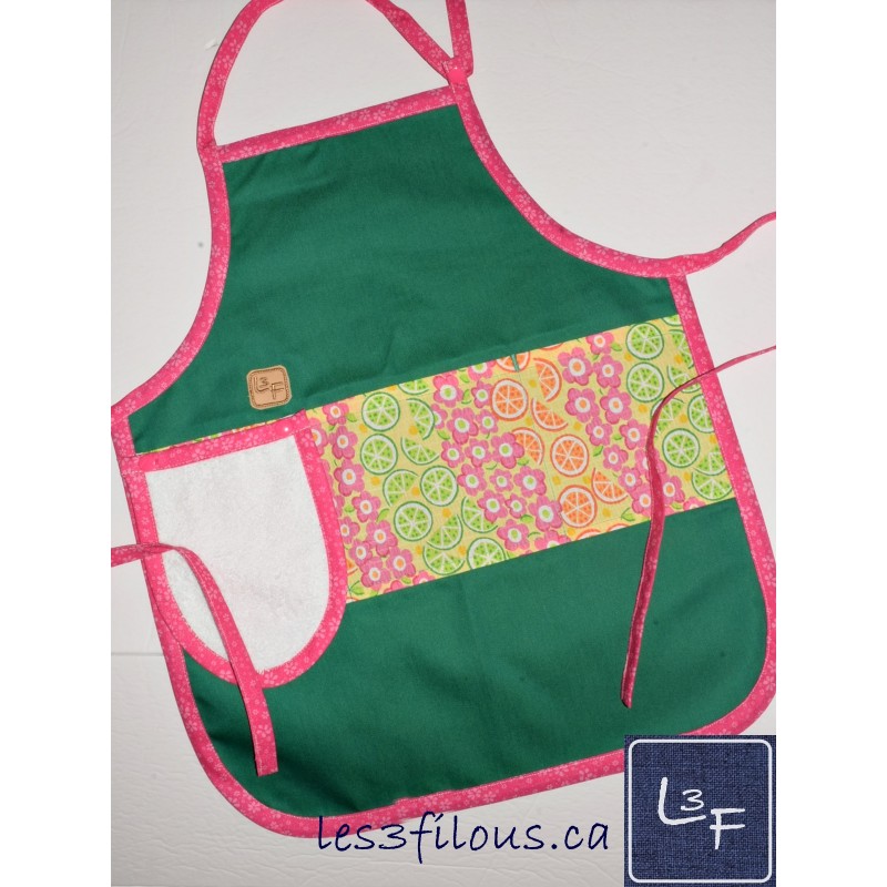 Tutti Frutti Tablier Enfant avec Essuie-mains Prêt à Broder TEN-098P