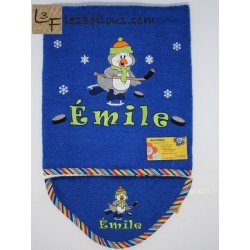 Hockey Pingouin Drap de Bain Brodé et Personnalisé DRA-012
